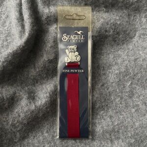 Seagull Pewter Fine Pewter Vintage Bookmark Red Ribbon Teddy Bear NWT